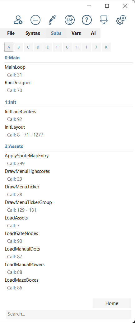 DGbasic subroutine browser